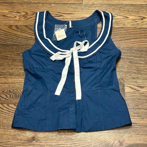 Free People Sail Away With Me Navy Sleeveless Top - Picture 4 of 11